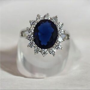 Sapphire Blue and Silver Women's Ring